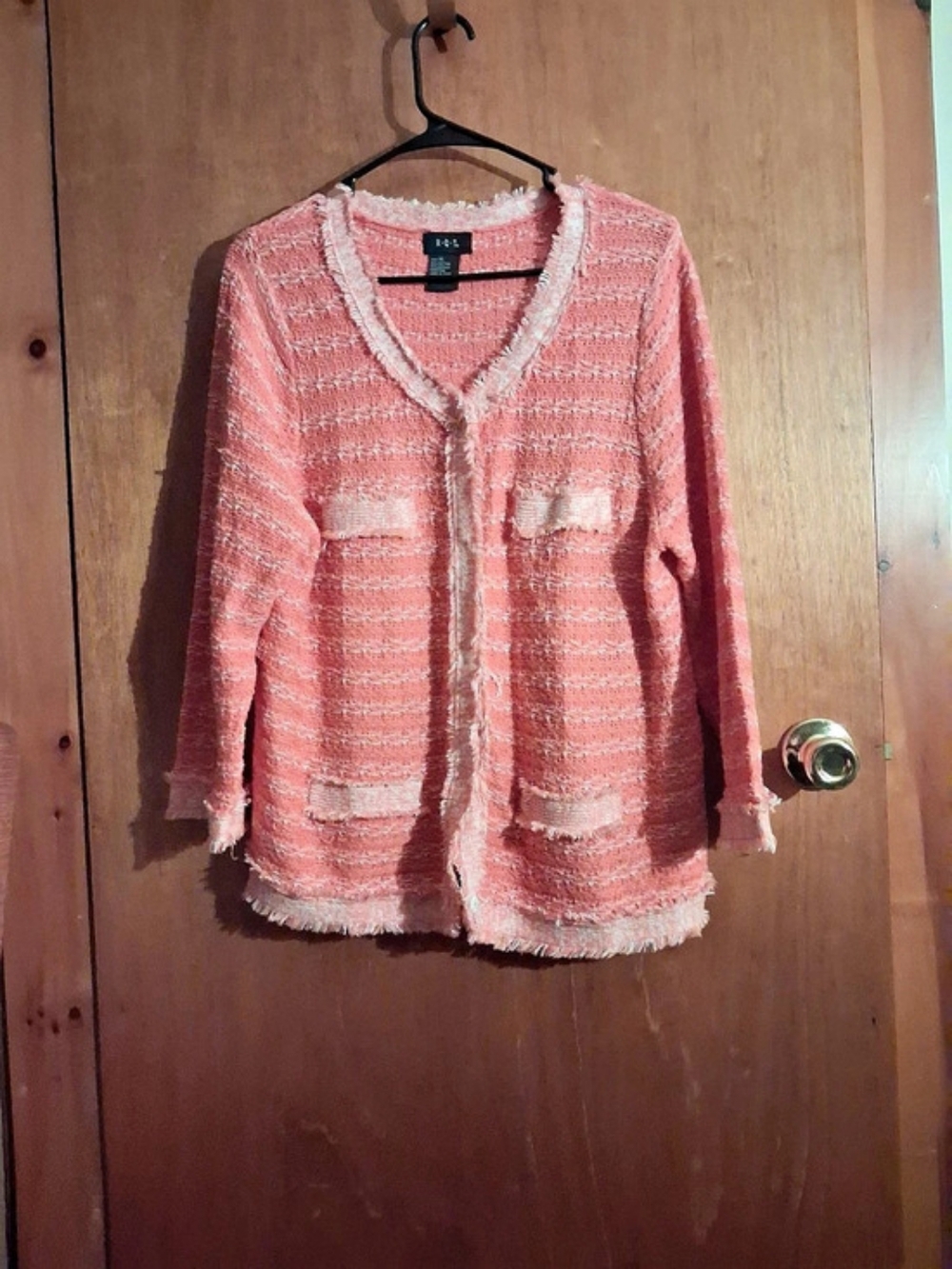 BGL Pink Striped Fringe Cardigan